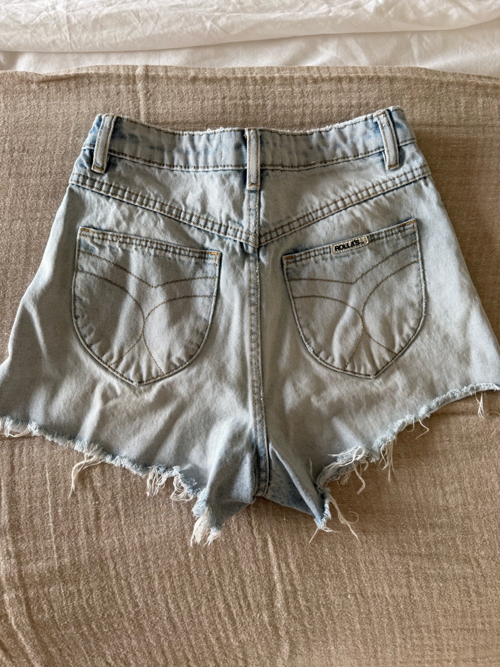 ROLLA'S Light Blue Denim High-Waist Cutoff Shorts